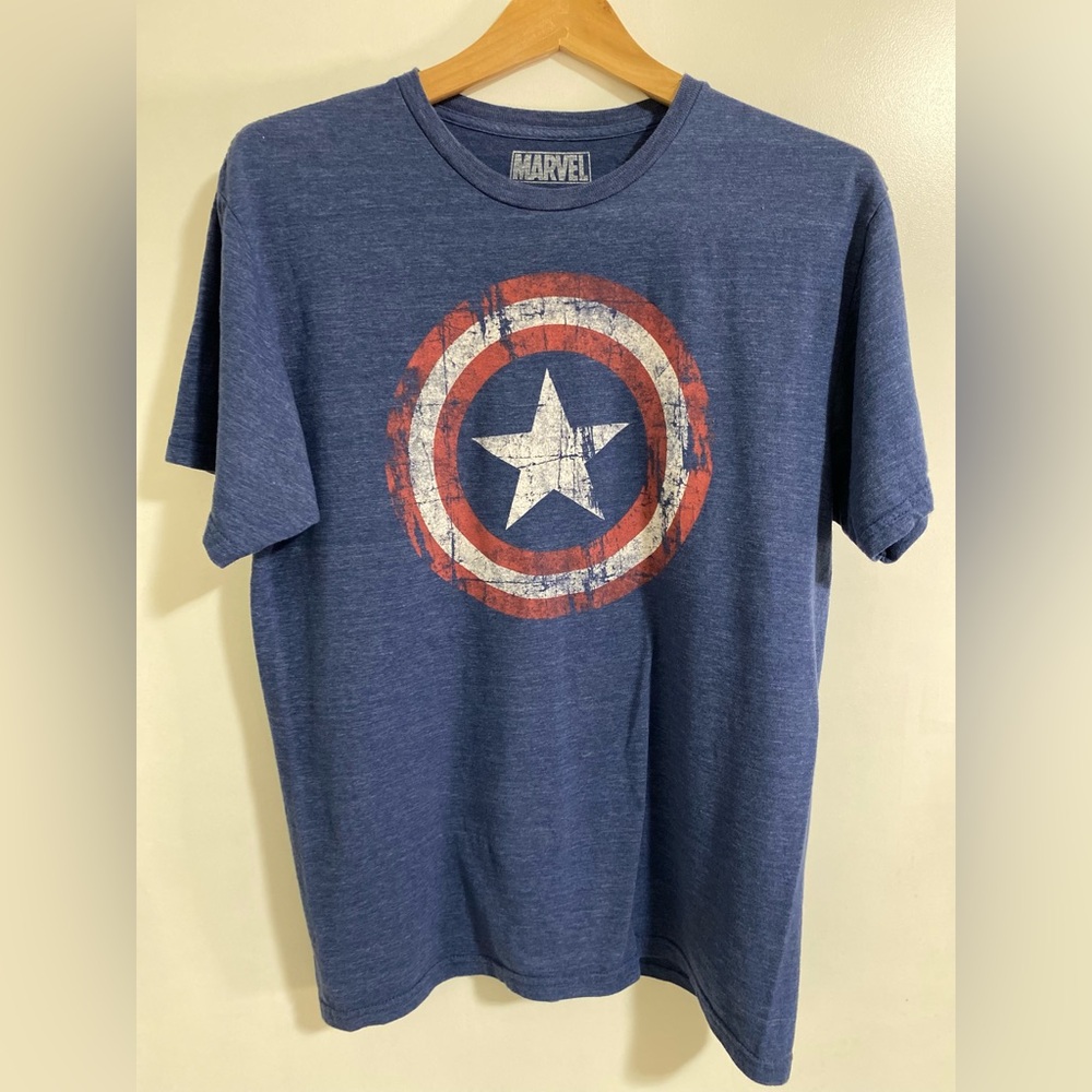 Marvel Captain America Men’s T-Shirt Medium Short Sleeve Dark Gray Graphic Tee